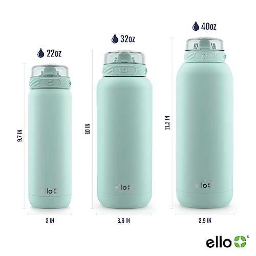 Ello Cooper 22oz Stainless Steel Water Bottle with Straw and Carry Handle, Double Walled and Vacuum Insulated Metal, Leak Proof Locking Lid with Soft Silicone Spout, Reusable, BPA Free, Antigua