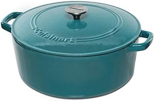Cuisinart Enameled Cast Iron Round Casserole - Teal, 7-Quart | Durable & Stylish Cookware