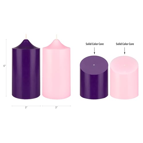 Unscented Advent Bell Top Pillar Candle Set - 4 Pack, 3" x 6"