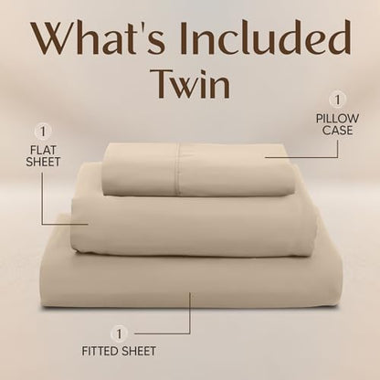 Utopia Bedding Twin Sheet Set – 3 Piece Bed Sheets for Twin Size Bed, Soft and Breathable Microfiber, Includes 1 Fitted Sheet, 1 Flat Sheet and 1 Pillowcase – Oeko Tex (Sand)