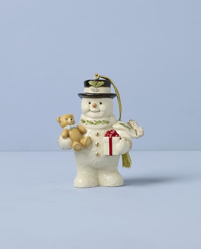 Snowman Ornament with Teddy Bear - 2026 Dated Christmas Decoration - Lenox