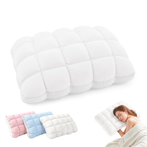 Cooling Cover Fluffy Pillow with Sleep-Enhancing Comfort - White