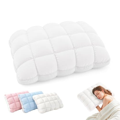 Cooling Cover Fluffy Pillow with Sleep-Enhancing Comfort - White