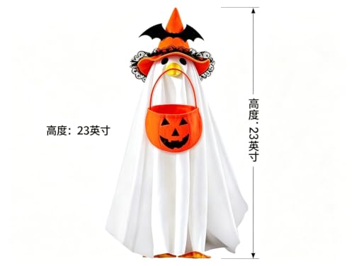 Halloween Ghost Goose Outfit for 23-Inch Garden Geese - Orange
