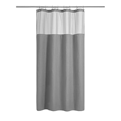 N&Y HOME Waffle Weave Shower Curtain with Snap-in Fabric Liner & 12 Metal Hooks Set - Hotel Style, Waterproof & Washable, Heavyweight Fabric & Mesh Top Window - 71x72, Teal