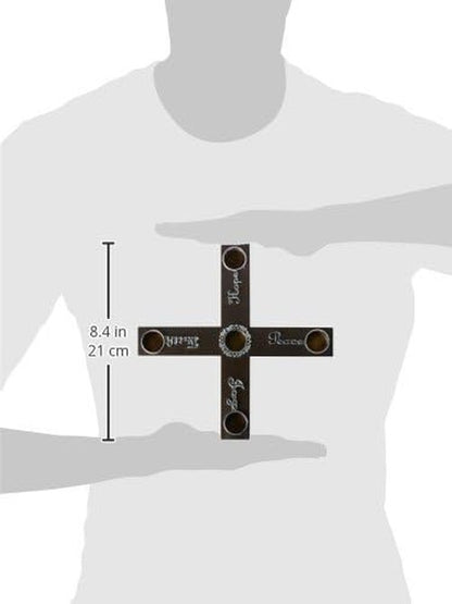 Cathedral Art Wood Cross Advent Candleholder Wreath - Joy, Faith, Hope & Peace Design
