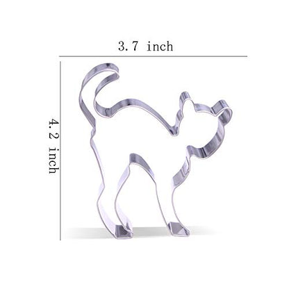 Stainless Steel Scared Cat Cookie Cutter - 4.2 Inch Halloween Baking Tool