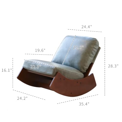 Blue Faux Leather Armless Rocking Lounge Chair - Trygoal