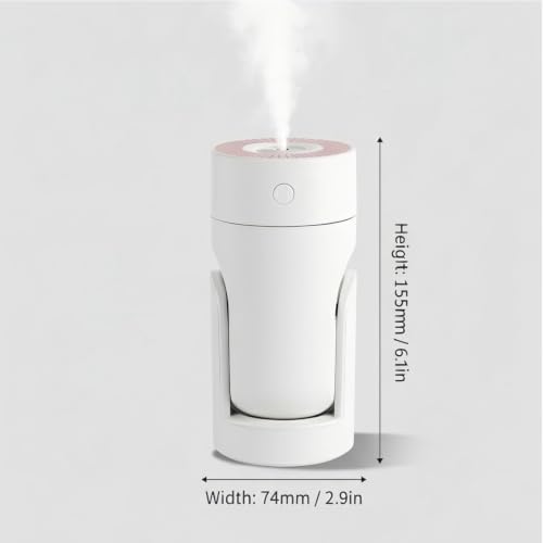 White Portable Mini Humidifier 220ml with 2 Mist Modes & Night Light