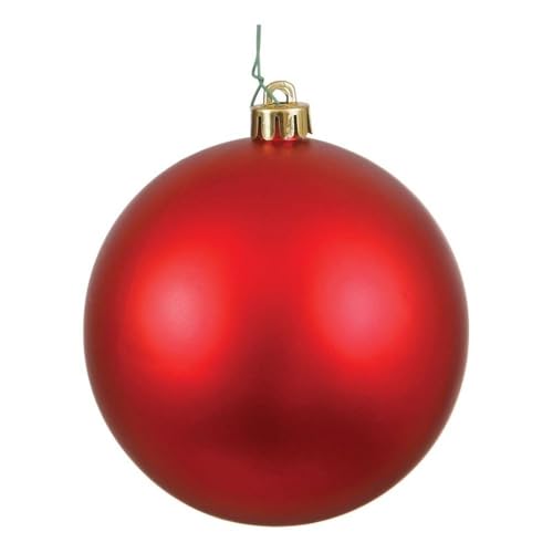 Red Matte Plastic Christmas Ball Ornaments Set of 12 - Shatterproof & UV Resistant