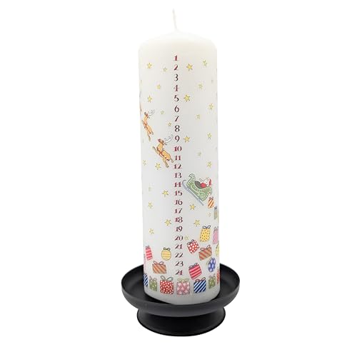 Santa's Sleigh Pillar Candle - Unscented, 70hr Burn, Holiday Decor Variation