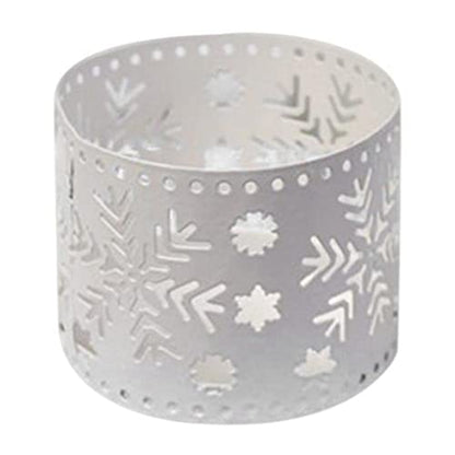 Christmas Iron Hollow Candle Holder Snowflake Design White Snowflake - Holiday Decor