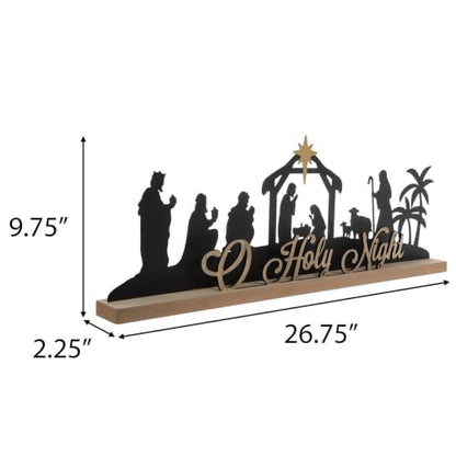 Nativity Scene Metal & MDF Tabletop Decor - O Holy Night Christmas Display