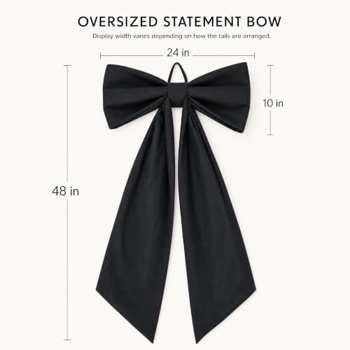 Oversized Black Bow for Halloween Door Decor - 48 Inch Wall Hanging