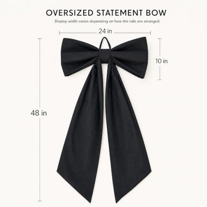 Oversized Black Bow for Halloween Door Decor - 48 Inch Wall Hanging