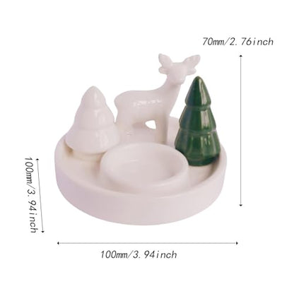 Ceramic Christmas Elk Candle Holder Table Centerpiece Holiday Decor