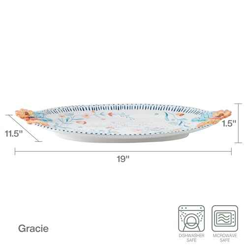Fitz and Floyd Gracie Floral Serving Platter, 19 Inch