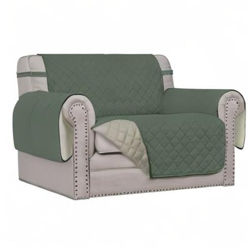 Easy-Going Oversized Chair Sofa Slipcover Reversible Sofa Cover Water Resistant Couch Cover Furniture Protector Cover with Elastic Straps for Pets Dog (Oversized Chair, Greyish Green/Beige)