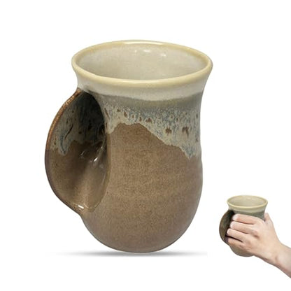 Left Hand Clay in Motion Hand Warmer Coffee Mug 14 Oz Desert Sand