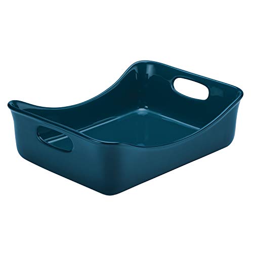 Rachael Ray Solid Glaze Ceramics Bakeware / Lasagna Pan / Baker, Rectangle - 9 Inch x 12 Inch, Marine Blue