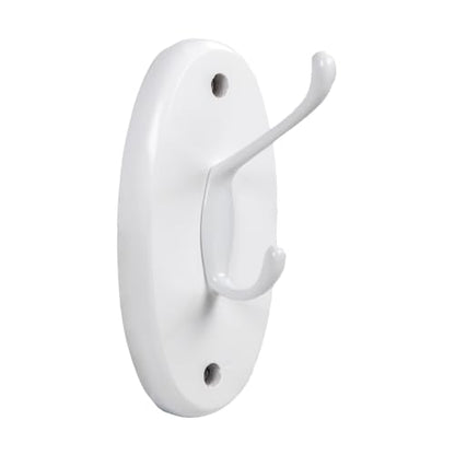 Double Bathroom Robe Hook White - Wall Mount Shower & Closet Accessory