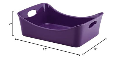 Rachael Ray Solid Glaze Ceramics Roasting Pan/Baking Pan/Lasagna Pan - 9 Inch x 13 Inch, Purple