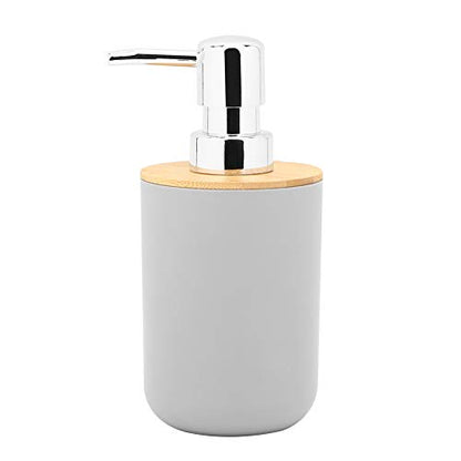 Gray 6-Piece Bathroom Accessories Set with Soap Dish Toothbrush Holder Rinse Cup Lotion Bottle Trash Can Toilet Brush