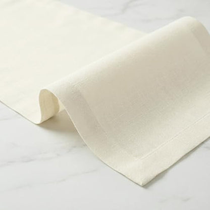 Solino Home 100% Pure Linen Ivory Table Runner 14 x 36 Inches - Elegant Home Decor