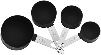Skiennix 8-Piece Measuring Cups and Spoons Set - Stackable Black Design for Dry & Liquid Ingredients