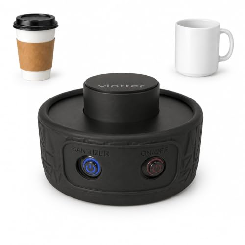 Desk Mug Warmer with UV Sanitizer for Coffee Tea Cups - Compact & Safe