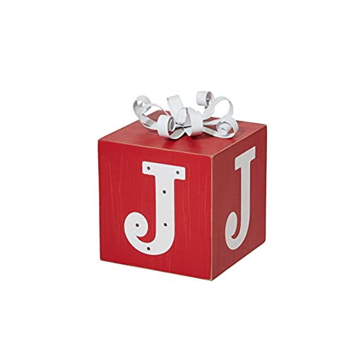Red Lighted Wooden Joy Porch Sign with 3 Nesting Decorative Boxes for Christmas Home Decor