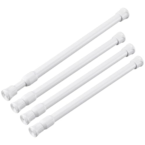 Mini Tension Curtain Rod 10-15 Inch White No-Drill Install for Windows & Closets