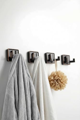 Square Oil Rubbed Bronze Towel & Robe Hook 2Pcs - Wall Mount Bathroom Hardware