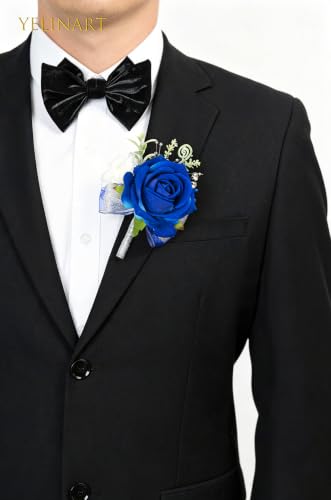 Royal Blue Corsage and Boutonniere Set Prom Homecoming Flower - Elegant Matching Floral Accessories