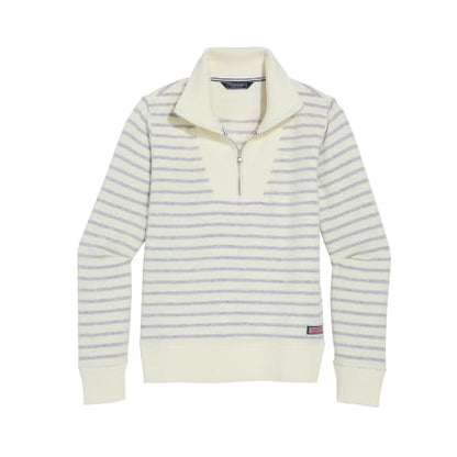 Women's Dreamcloth Quarter Zip Sweatshirt - Medium, Marshmallow/Navy