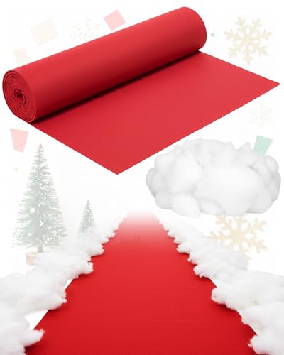 Boao Red Carpet Runner for Weddings and Events, 65 ft Long, Fake Snow Decor