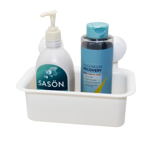 Oggi Twist-Lock Suction Shower Caddy with Self-Draining Basket, No Drill Bathroom Organizer