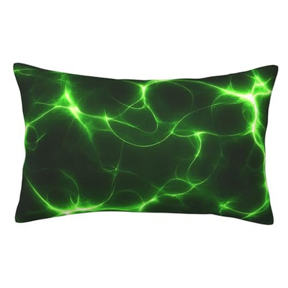 Green Lightning Print Pillow Protectors 14x20 Inches - Soft Polyester Cover