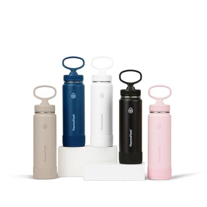 Insulated Water Bottle with Straw Lid 24oz Navy - Leakproof Stainless Steel