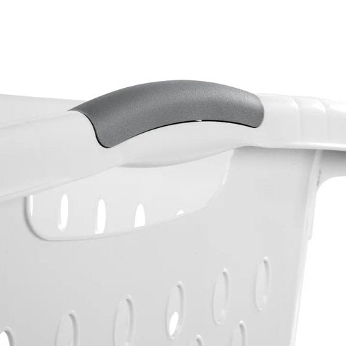 2 Pack 2.7 Bushel Extra Large Plastic Laundry Basket with Sturdy Carry Handles, Portable Laundry Hamper for Laundry Room, Dorm, Bedroom, Bathroom & Closet Organization, White