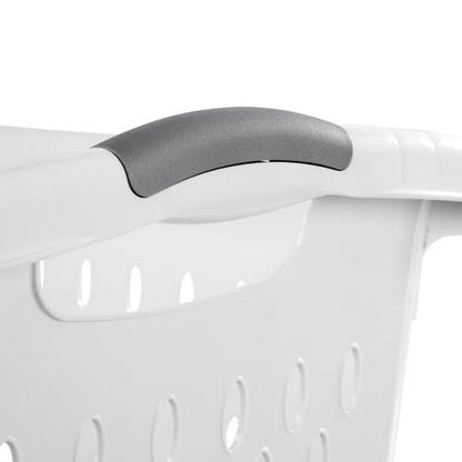 2 Pack 2.7 Bushel Extra Large Plastic Laundry Basket with Sturdy Carry Handles, Portable Laundry Hamper for Laundry Room, Dorm, Bedroom, Bathroom & Closet Organization, White