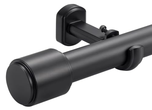 Matte Black 1 1/8 Inch Diameter Heavy Duty Telescoping Curtain Rod 144-240 Inches