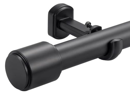 Matte Black 1 1/8 Inch Diameter Heavy Duty Telescoping Curtain Rod 144-240 Inches