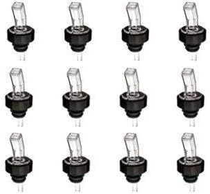 Plastic Free Flow Black Liquor Pourer, bar cart alcohol bottles accessories, liquor bottle pour spout, booze shot pourer dispenser Pack of 12 (Clear white)