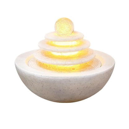 Indoor Water Fountain with LED Lights, Desktop Waterfall, Polyresin Relaxation Decor