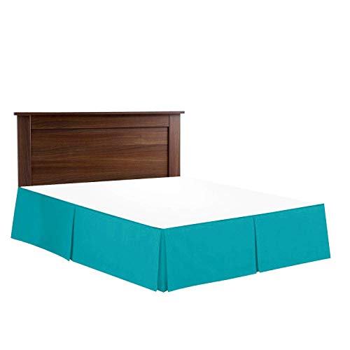 RV Bunk Bed Skirt - Box Pleated Bed Skirt Natural Cotton 400 TC 18 Inch Tailored Drop Bed Skirt, Luxury Hotel Quality Decorative Pleated Bed Skirt (RV Bunk, Turquoise Blue)