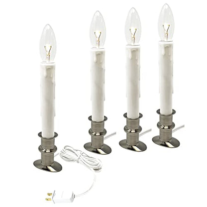 612 Vermont Electric LED Window Candles with Timer - Brushed Nickel