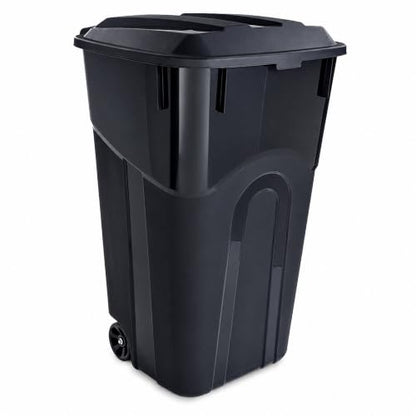 45 Gallon Wheeled Outdoor Trash Can with Locking Lid - Heavy Duty Leak-Proof Design