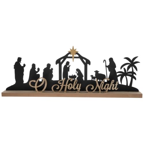 Nativity Scene Metal & MDF Tabletop Decor - O Holy Night Christmas Display