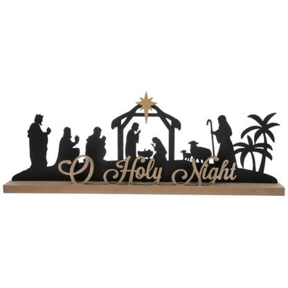 Nativity Scene Metal & MDF Tabletop Decor - O Holy Night Christmas Display
